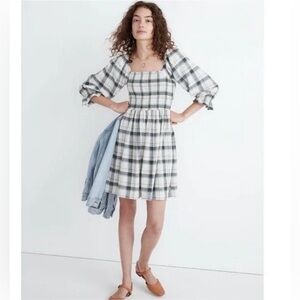 Madewell Smocked Plaid Dress